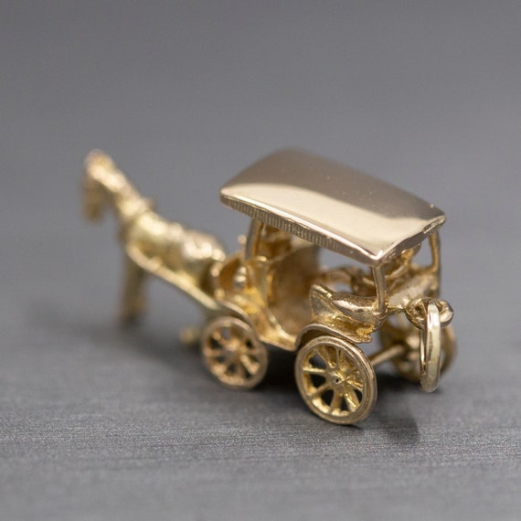 Horse Drawn Carriage with Rider Charm Pendant in … - image 5