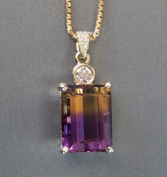 29.41ctw Emerald Cut Ametrine and Diamond 14k Yel… - image 3