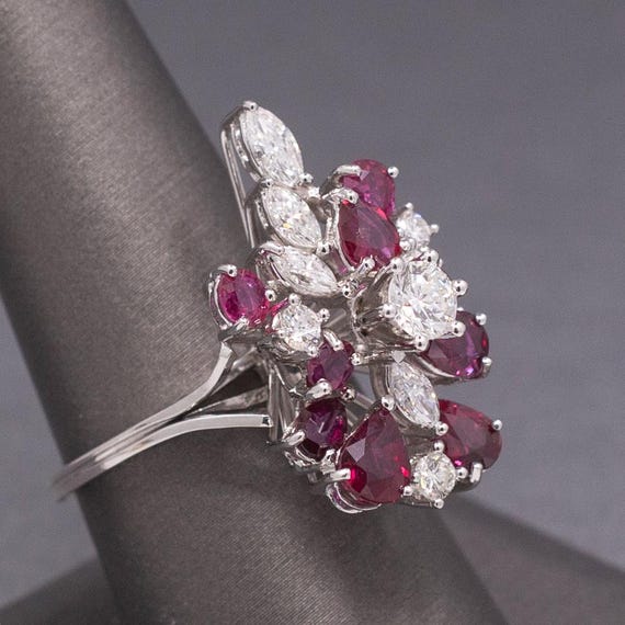 Incredible Ruby and Diamond Cluster Statement Rin… - image 5