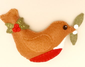 Robin Plushie Sewing Pattern – Bird Ornament, DIY Craft (Digital Download)