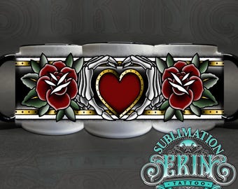 OLD Love  11oz Sublimation Mug tattoo design. Custom Sublimation mug art. Digital file only