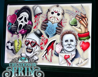 LOVE is a killer A3 Digital Tattoo Flash sheet Art