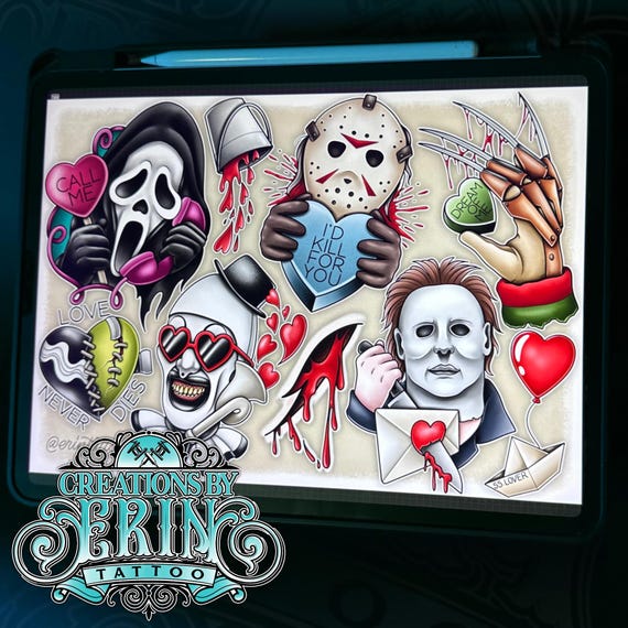 LOVE is a Killer A3 Digital Tattoo Flash Sheet Art - Etsy