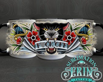 F*ck OFF 2.0 11oz Sublimation Mug tattoo design. Custom Sublimation mug art. Digital file only