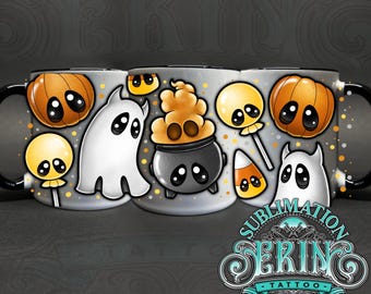 SPOOKY cuties 11oz Sublimation Mug tattoo design. Custom Sublimation mug art. Digital file only