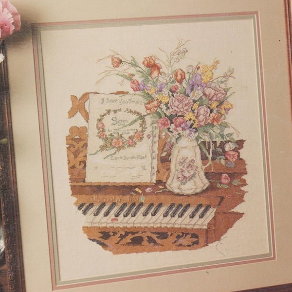 Wall Hanging Mothers Day Gift Counted Cross Stitch Pattern Gift for Her Shabby Chic Piano Needlework Grandmother Gift Music Lover Wall Decor