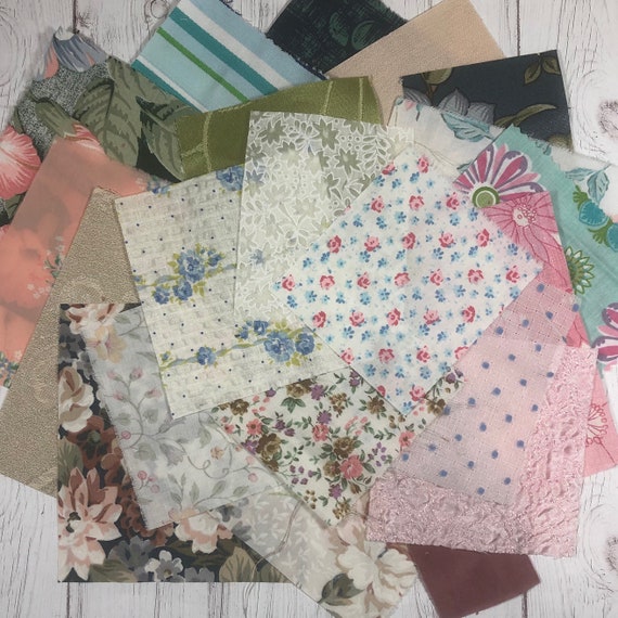 Vintage Floral Fabric Scraps. Junk Journal or Slow Stitching Bundle. Australia Seller