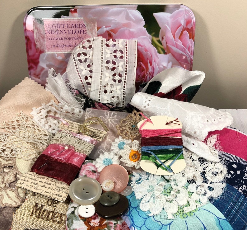 Slow Stitch Kit Small Craft Kit for Adults. Fabric Scraps and Etsy