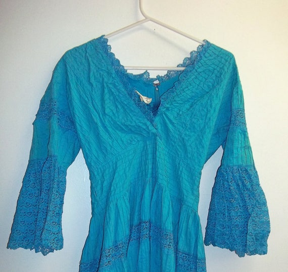 Vintage Turquoise Mexican Dress