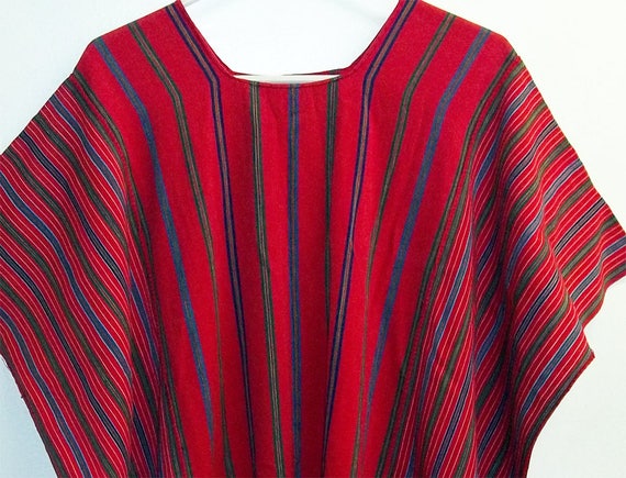 Vintage Mexican Poncho Red Boho