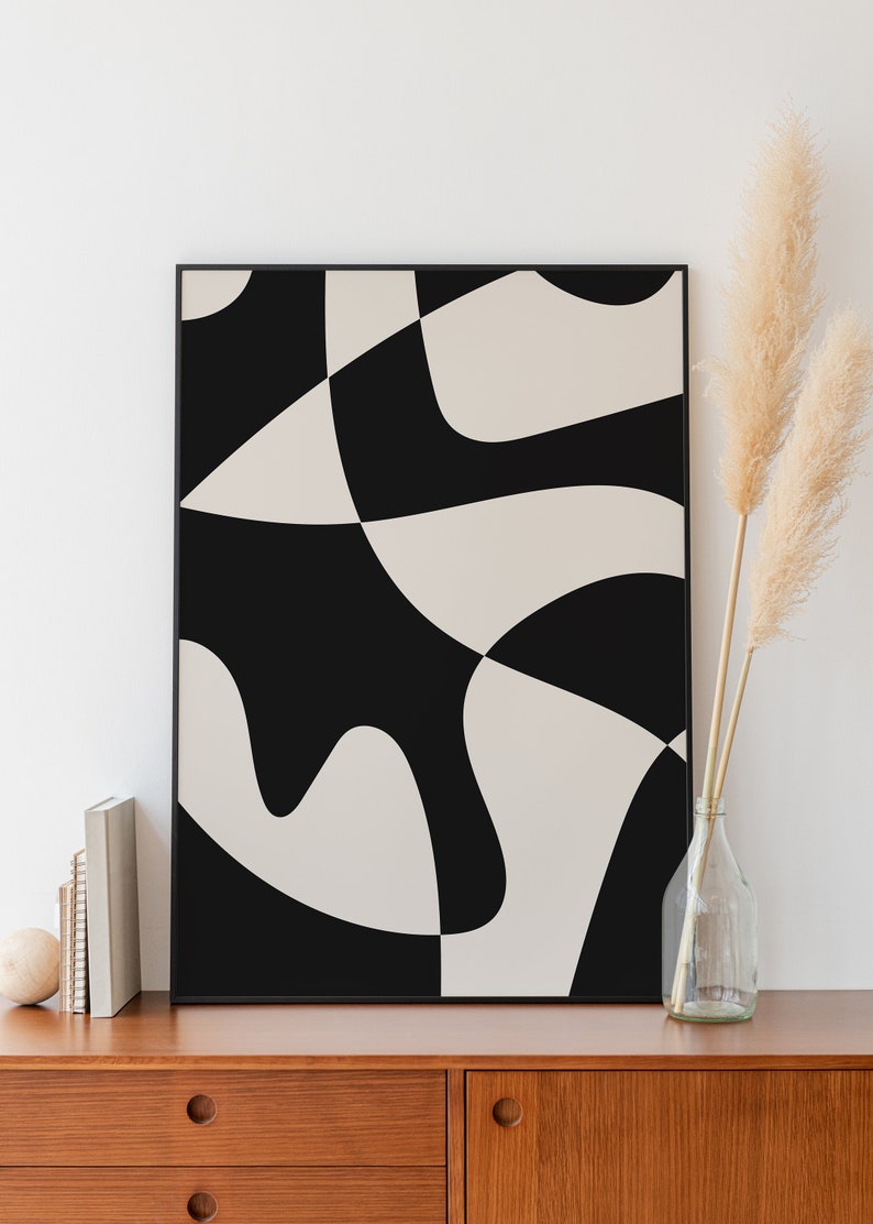 Abstract Wall Art Black and White Print Printable Wall Art Etsy