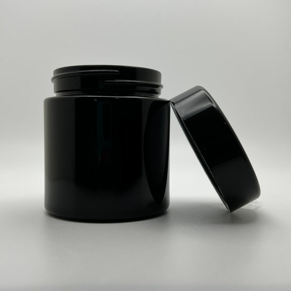 Glossy Black Glass Storage Jar - Sets and Singles | Weed Jar | Marijuana Jar | Stash Jar - 3oz | UV Protection | Smell Proof | Child Proof