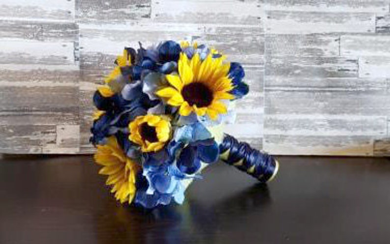 Sunflower Blue Hydrangea Bouquet