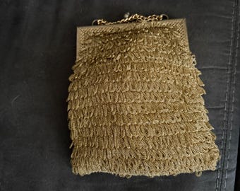 Delill Vintage Gold Evening Bag With Chain Strap & Snap Closure