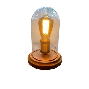 Glass Dome Edison Table Lamp With Wooden Base E26 Bulb Socket 110-120V Model XB1710 Max 60W Home Office Decor