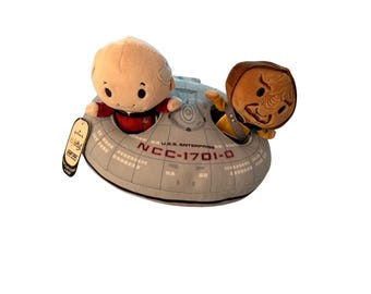 Star Trek TNG Plush Enterprise NCC-1701-D Vehicle With Picard & Worf Characters