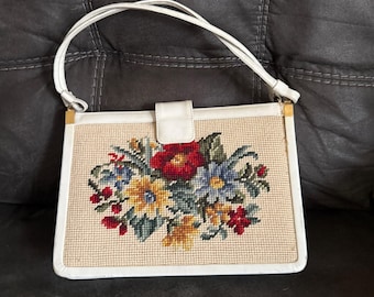ニードルポイント刺繍ショルダーバッグ/ハンドメイドユニークバッグ 