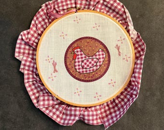 Vintage Chicken Embroidery Hoop Art