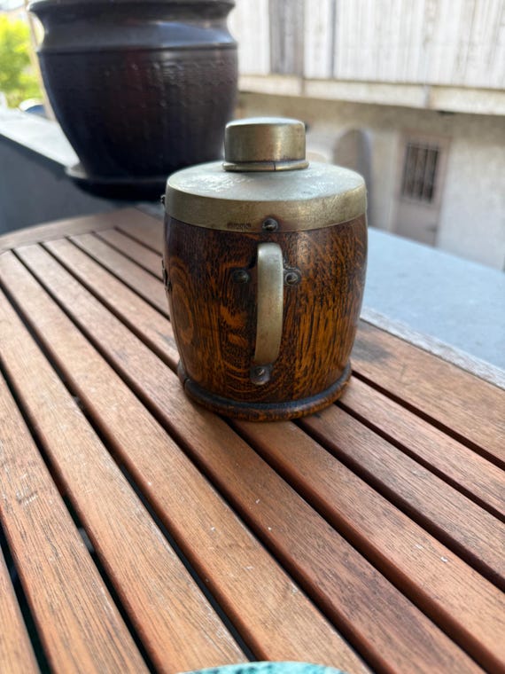 アンティークな木製と真鍮製の蓋付きコーヒーキャニスター - Etsy 日本