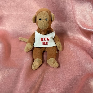 TY Beanie Babies Bongo Monkey Plush &#39;Hug Me&#39; Tank Top Stuffed Animal Collectible