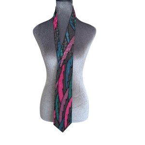 Robert daskal neck tie - Gem VTG Robert Daskal Chicago Hand Painted Silk Neck Tie Artsy Abstract Gift Bespoke display picture 1