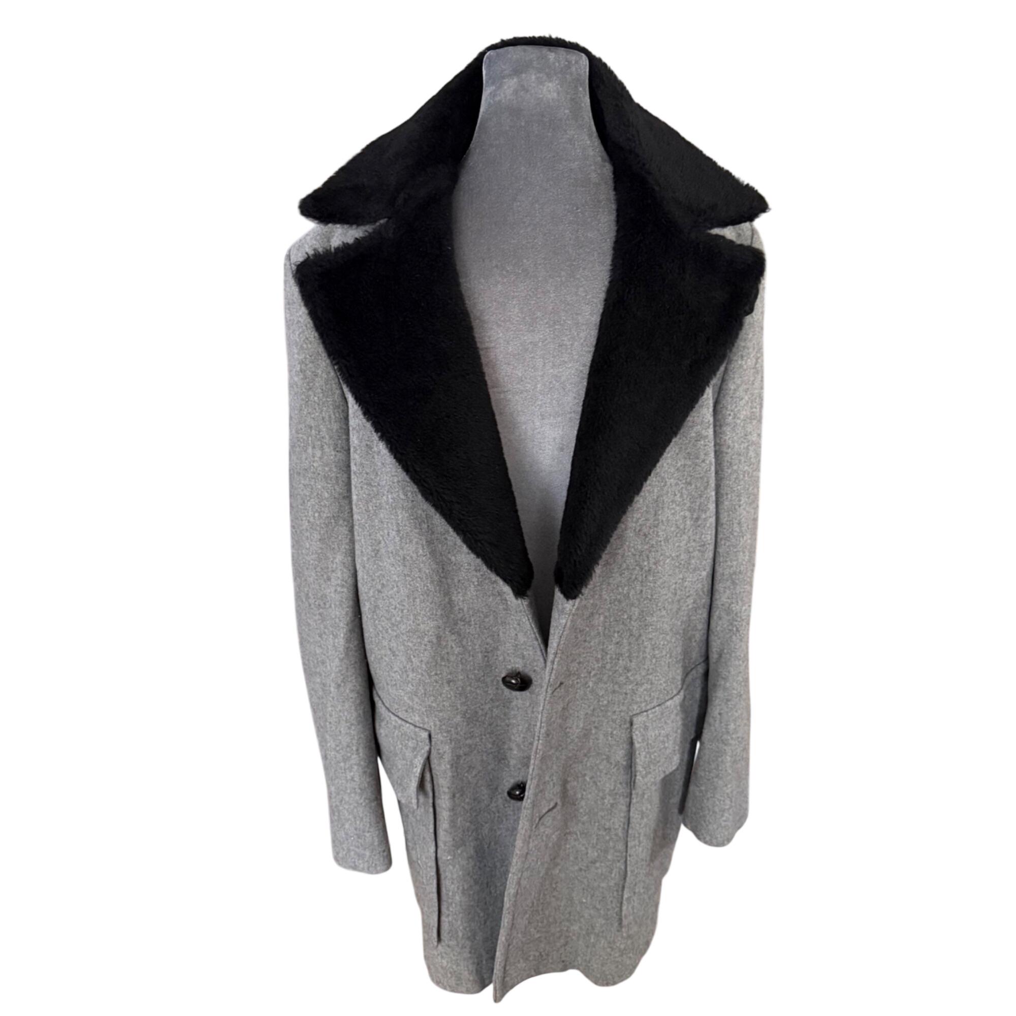 Vintage Gray Wool Fur Coat - Etsy display picture 1