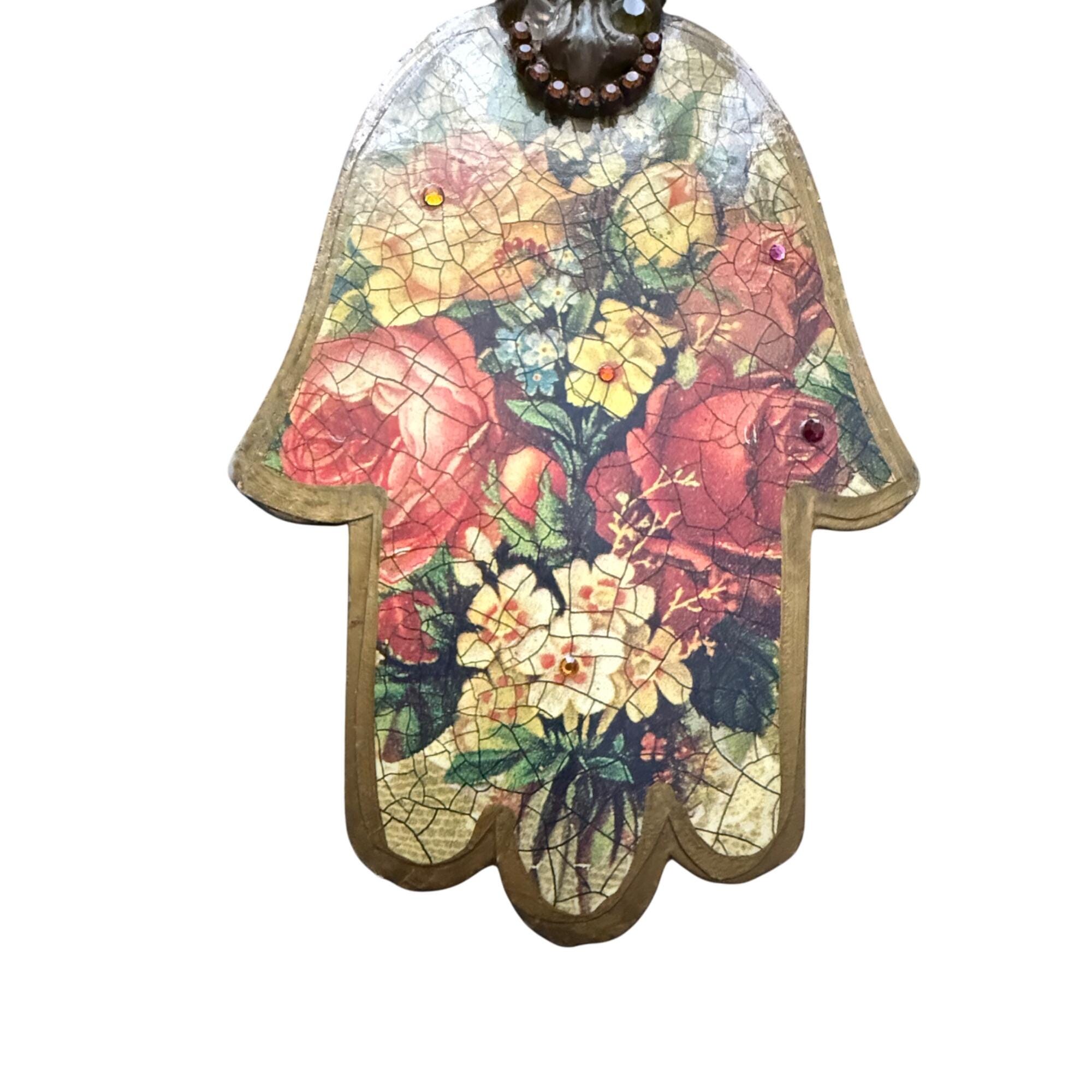Michal Negrin Floral Hamsa - Etsy Israel