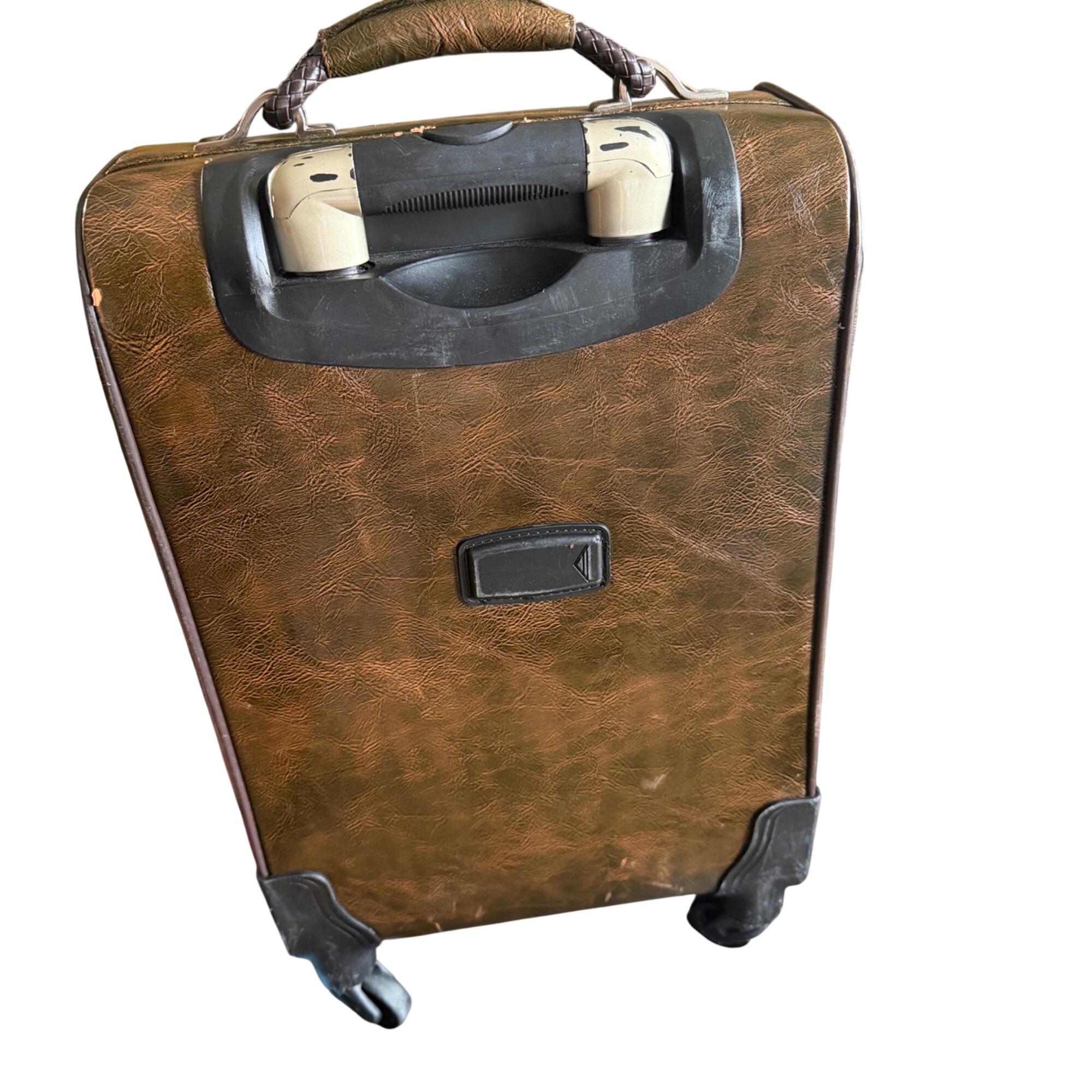 Montblanc Vintage Brown Leather Rolling Carryon Luggage Suitcase
