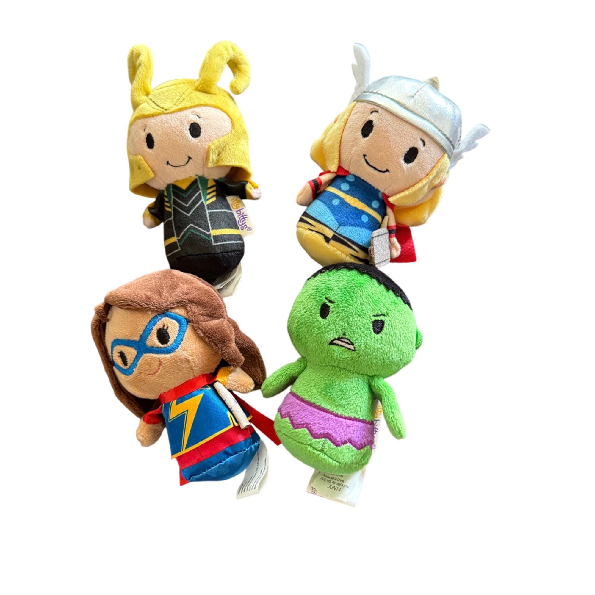 Marvel Plush Toys Set of 4 Loki Thor Ms. Marvel Hulk Superhero