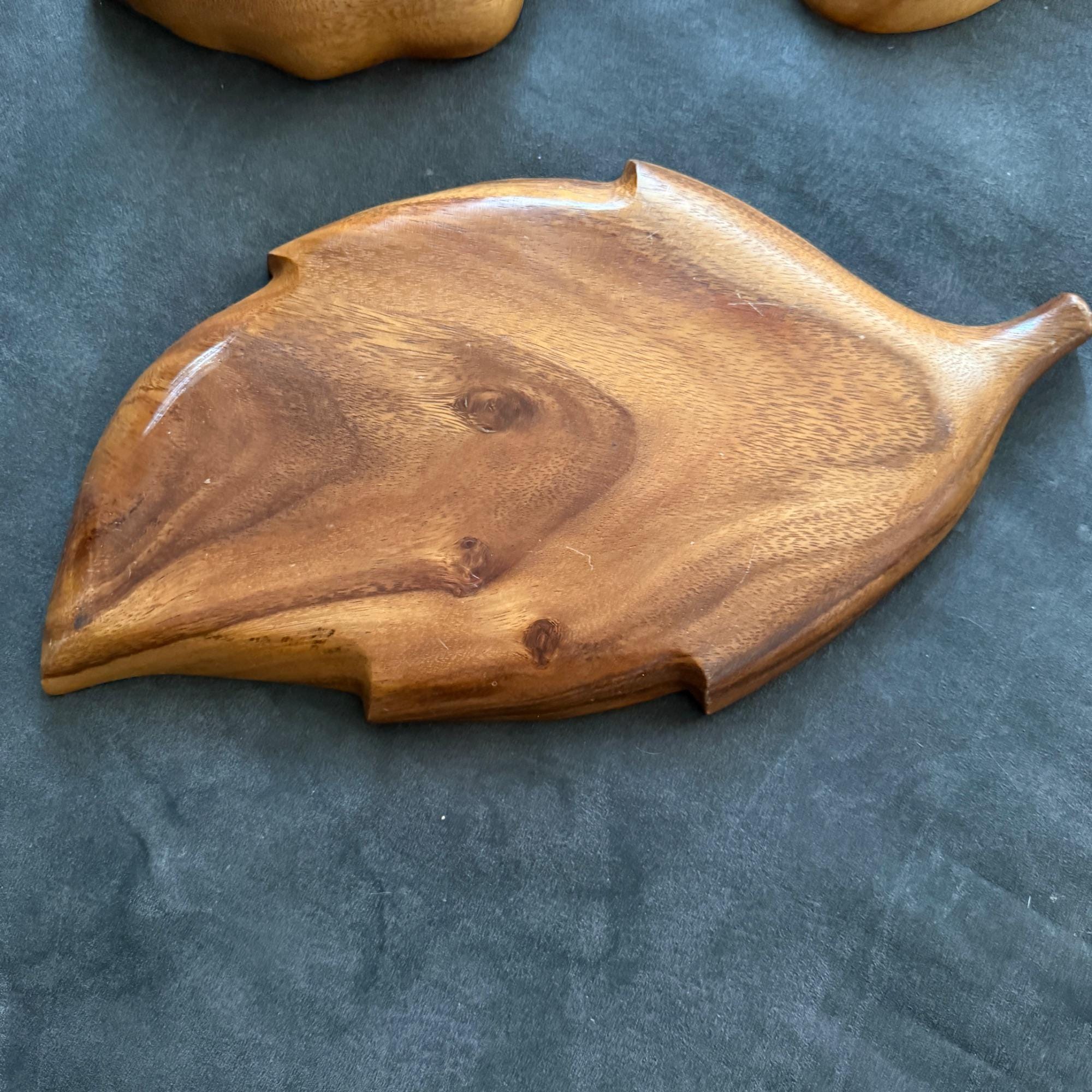 Monkey Pod Wood Leaf-shaped Serving Tray Set of 3 - Etsy