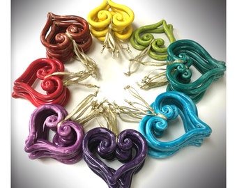 Ceramic Self-Care Spiral Heart Ornaments