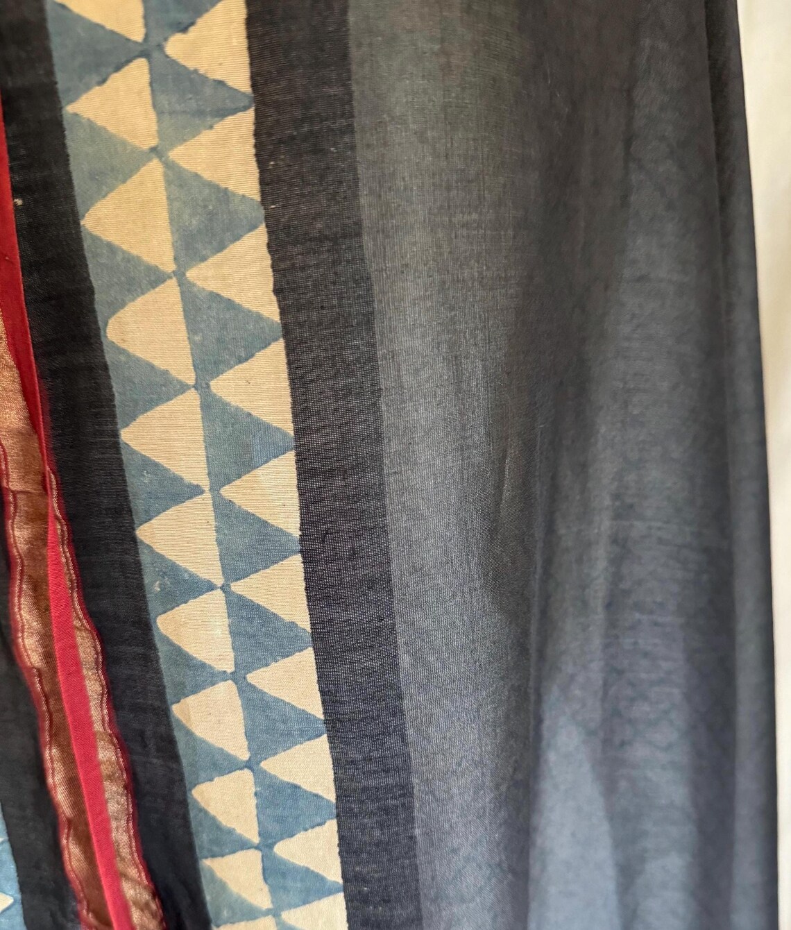 Beige Ajrakh Hand Block Printed Desi Wool Shawl