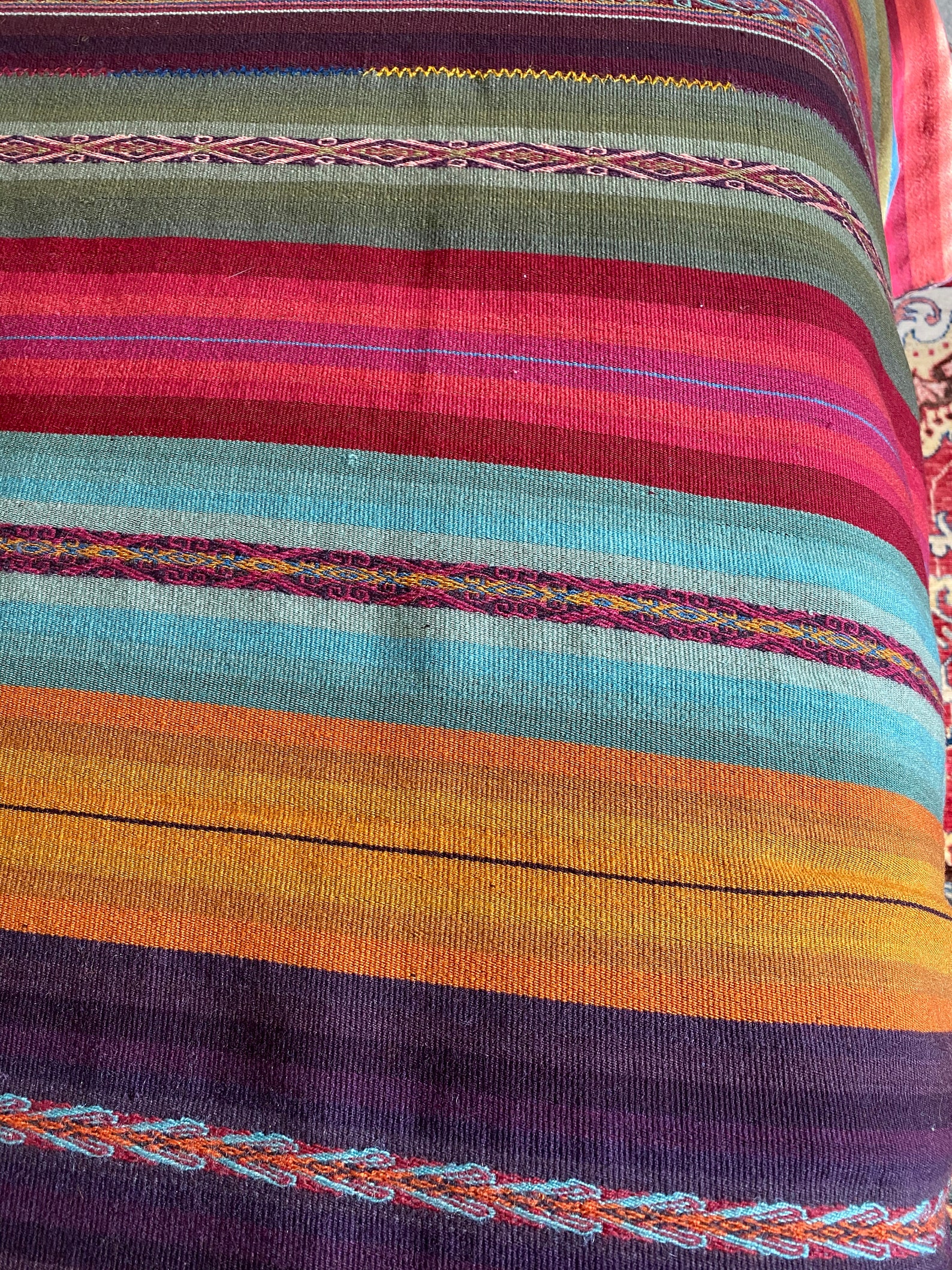 Peruvian Queen/King Blanket Hand Woven Stripe Blanket Rainbow Etsy