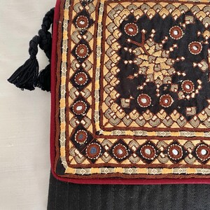 Fine Geometric Embroidered Fold Over Clutch with Crossbody Strap Option Brown Gold Gray Ethnic Boho Fair Trade
