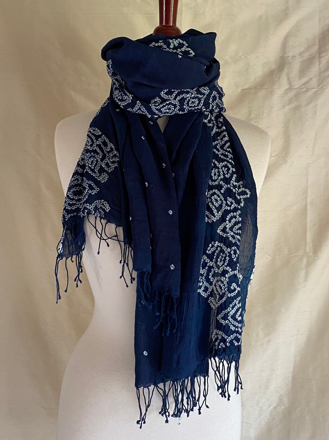 Bandhej Art Indian Ethnic Tie-Dye Crinkled Cotton Sequin Long Scarf Fabric JK342