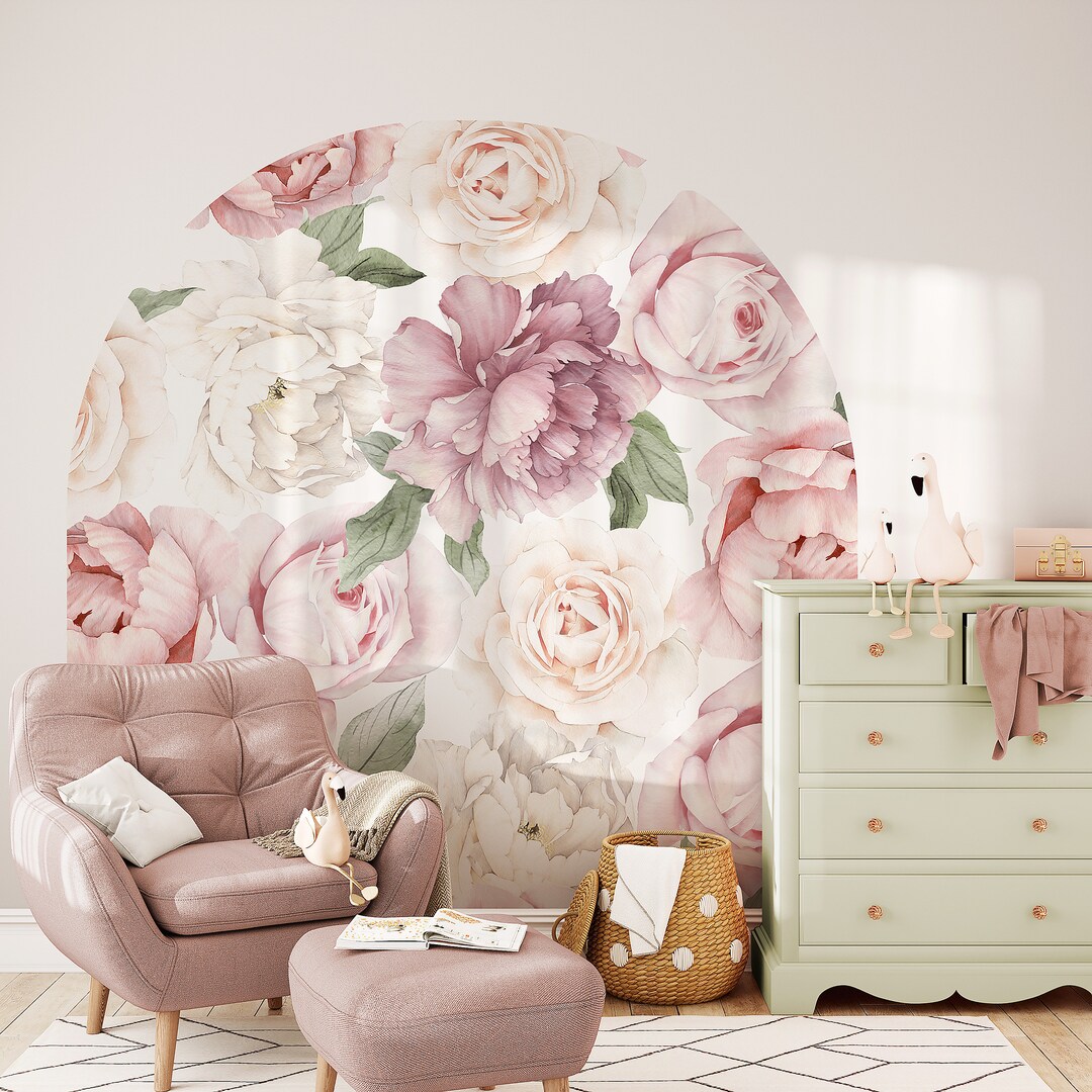 Peony and Rose Arch Wall Mural - Etsy