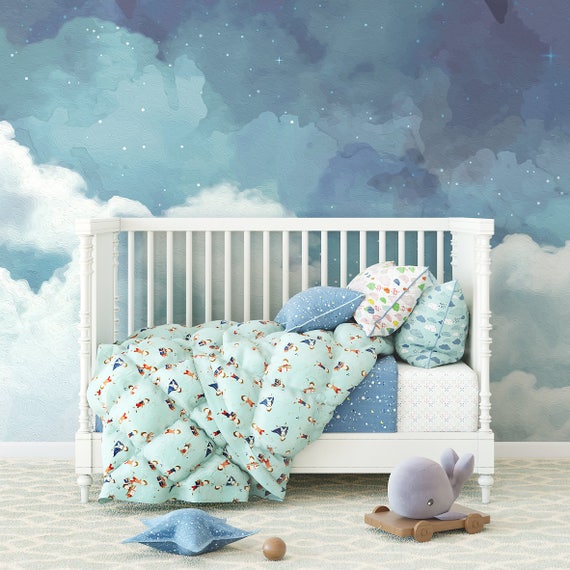 Eleganter Stil Cloudy Night Sky Wallpaper Etsy 