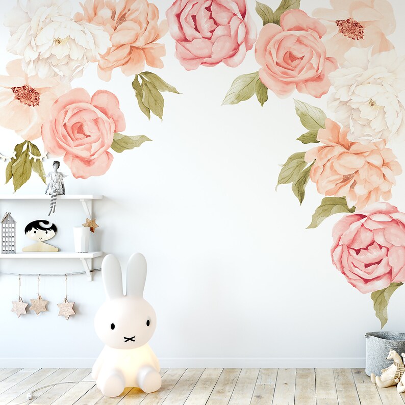 Peachy Peony & Rose Individual Wall Decals - Etsy