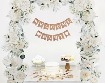 White Rose Wall Arbour - Wedding, baby shower, birthday arch