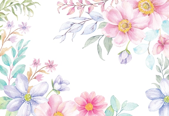 Primavera flores pastel acuarela fondo de pantalla - Etsy España