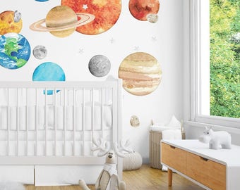 Watercolour Planets Individual Wall Decals