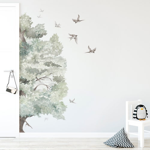 Knotty Oak Tree Watercolor Wall Decal Mural Kit Nature Themed Etsy