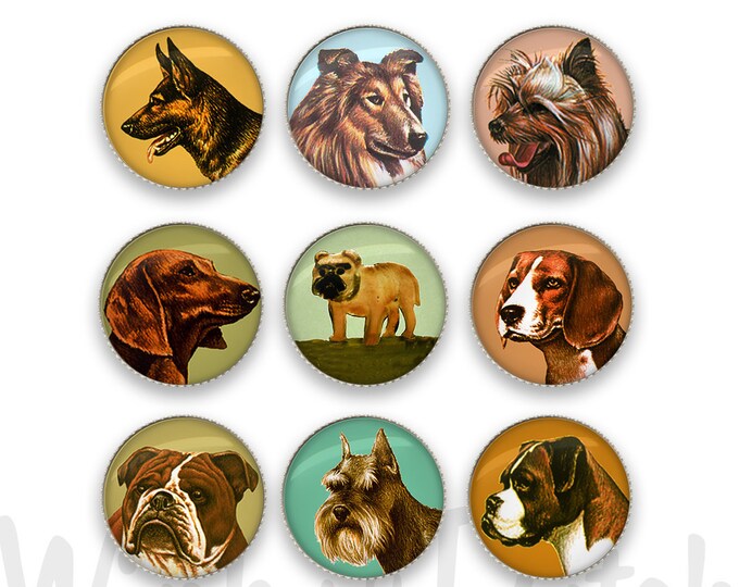 13mm Buttons Dogs Sewing Button Crimped Edge Handmade in USA Canine