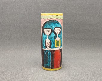 Oszałamiający rzadki wazon ceramiczny Andrea D'Arienzo - Włochy - lata 70. - sztuka - projekt z połowy wieku