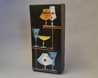 Außergewöhnliche italienische Vase von SICA - handbemalt und signiert S / 6306 Italy - 70er Jahre
