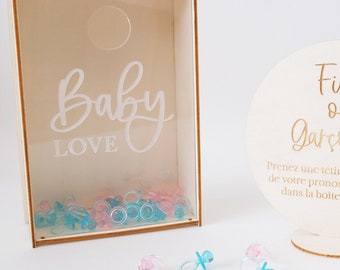 Boîte pronostics + tétines + panneau "Baby Love" -  20cm