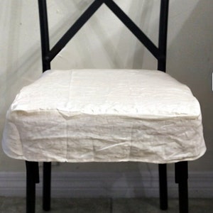 French Linen Chair Seat Cover: Natural Beige Dining Room Slipcover