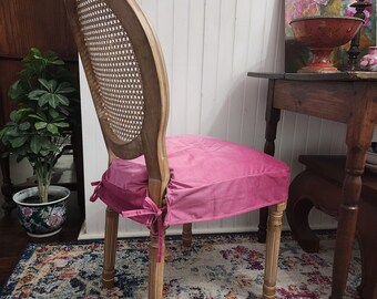 SALE! Fuscia Pink Chair Slipcover For Dining Chair Seat Cover in Velvet Fitted