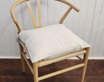Chair Cushion Pad Cover Natural Beige 100% Linen Square 16" 18"