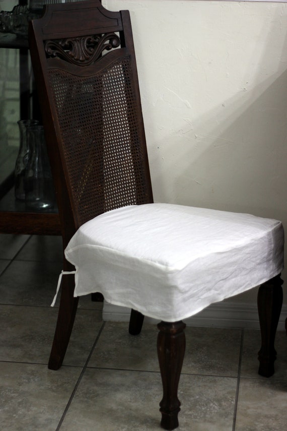 Natural Color Linen Chair Seat Covers Slipcover 3 Sided Simple Minimalistic Design
